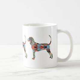 Schwarze und Tan Coonhound farbenfrohe Silhouette Kaffeetasse
