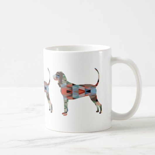 Schwarze und Tan Coonhound farbenfrohe Silhouette Kaffeetasse (Rechts)