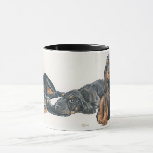 Schwarze und Tan Coonhound Welpen Tasse (Zentrum)