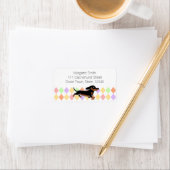 Schwarze und Tan-Dackel laufen Adressaufkleber (Insitu)