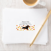 Schwarze und Tan-Dackel laufen Adressaufkleber (Insitu)