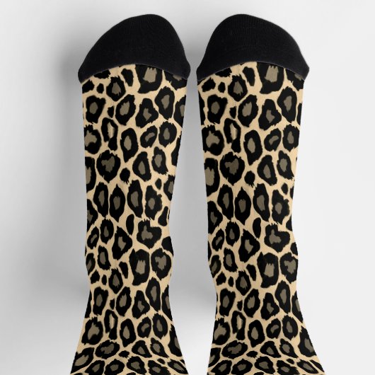 Schwarze und Tan Leopard Drucksocken Socken (Oben)