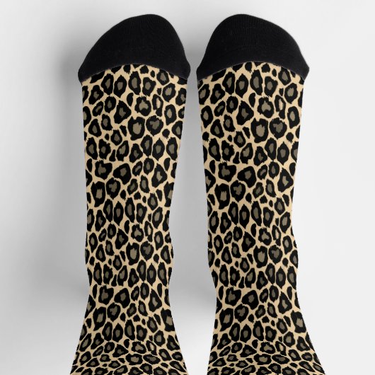 Schwarze und Tan Leopard Drucksocken Socken (Oben)