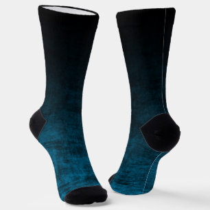 Schwarze und Teal-Grunge-Ombre-Textur Socken