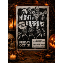 Schwarze und trendige Vintage-Halloween-Einladung