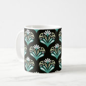 Schwarze und Türkis Art Deco Kaffeetasse (Vorderseite Links)