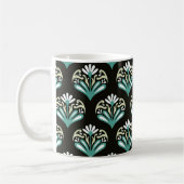 Schwarze und Türkis Art Deco Kaffeetasse (Links)