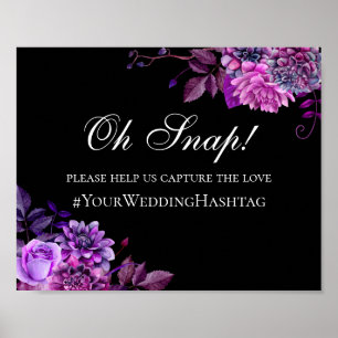 Schwarze und violette Blume. Hochzeits-instagram-h Poster