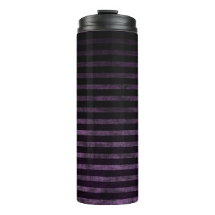 Schwarze und violette Grunge-Ombre-Streifen Thermosbecher