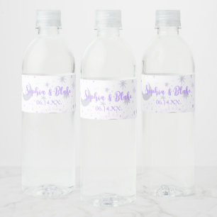 Schwarze und violette himmlische Hochzeit Wasserflaschenetikett