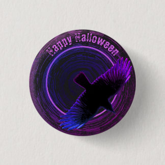 Schwarze und violette Krähe Button