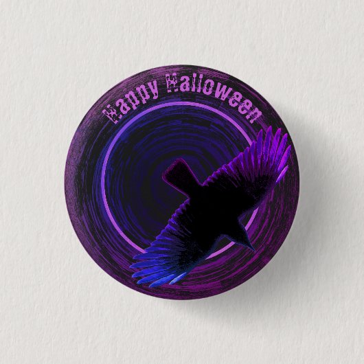 Schwarze und violette Krähe Button (Vorderseite)