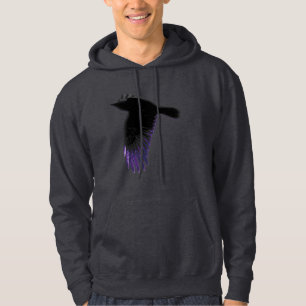 Schwarze und violette Krähe fliegt Hoodie