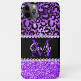 Schwarze und violette Leoparden-Flecken Glam Monog Case-Mate iPhone 14 Hülle