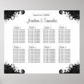 Schwarze und weiße 8 Hochzeitstische Sitzkarten Poster (Vorne)