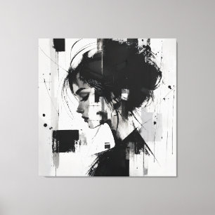 Schwarze und weiße abstrakte Kunst Leinwanddruck