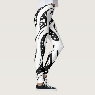 Schwarze und weiße abstrakte Wirbel Leggings
