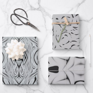 SCHWARZE UND WEISSE ABWEICHUNG GESCHENKPAPIER SET