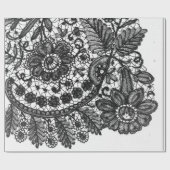 SCHWARZE UND WEISSE ANTIQUE LACE PATTERN GIFT WRAP GESCHENKPAPIER (Flach)