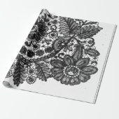 SCHWARZE UND WEISSE ANTIQUE LACE PATTERN GIFT WRAP GESCHENKPAPIER (Ungerollt)
