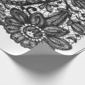 SCHWARZE UND WEISSE ANTIQUE LACE PATTERN GIFT WRAP GESCHENKPAPIER (Ecke)
