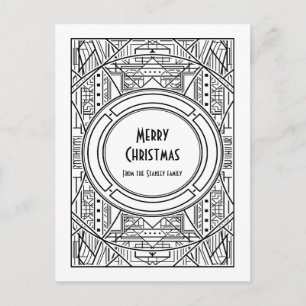 Schwarze und weiße Art Deco Frohe Weihnachten Postkarte