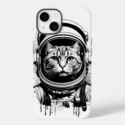 Schwarze und weiße Astronautenkatze Case-Mate iPhone Hülle (Rückseite)