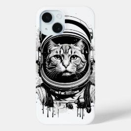 Schwarze und weiße Astronautenkatze Case-Mate iPhone Hülle