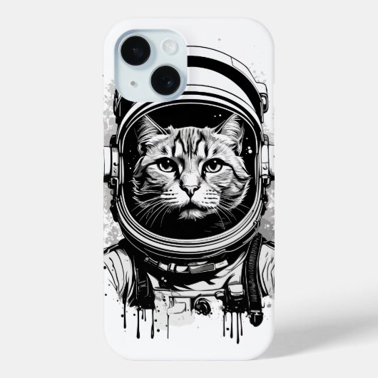 Schwarze und weiße Astronautenkatze Case-Mate iPhone Hülle (Rückseite)