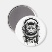 Schwarze und weiße Astronautenkatze Magnet (Vorderseite/Rückseite)