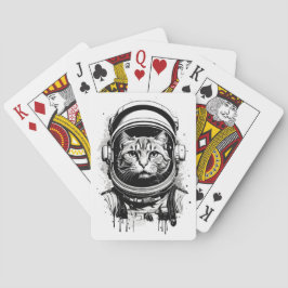 Schwarze und weiße Astronautenkatze Spielkarten
