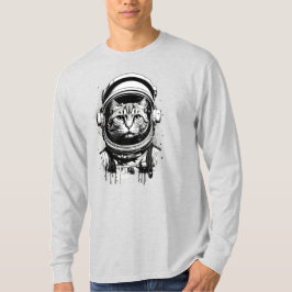 Schwarze und weiße Astronautenkatze T-Shirt