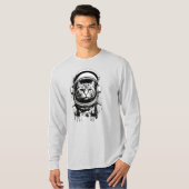 Schwarze und weiße Astronautenkatze T-Shirt (Vorne ganz)
