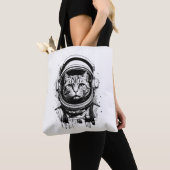 Schwarze und weiße Astronautenkatze Tasche (Von Nahem)