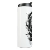 Schwarze und weiße Astronautenkatze Thermosbecher (Nach links gedreht)