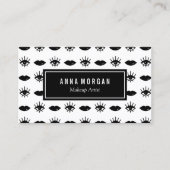 Schwarze und weiße Augen & Lippen Makeust Visitenkarte (Vorderseite)