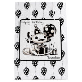 Schwarze und weiße Balkone zum Geburtstag Mittlere Geschenktüte (Rückseite)