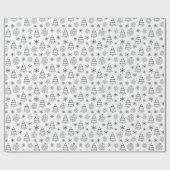 Schwarze und weiße Bäume Schneeflocken Weihnachten Geschenkpapier (Flach)