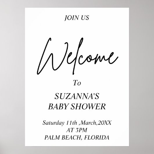 SCHWARZE UND WEISSE BEGRÜSSUNG Kinderdusche Poster (Vorne)