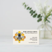 Schwarze und weiße Biene auf Honigwabenrüben Visitenkarte (Stehend Vorderseite)