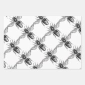 Schwarze und Weiße Bienen Geschenkpapier Set (Vorderseite 3)
