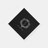 schwarze und weiße Blatt-Crest-Hochzeit Serviette (Ecke)