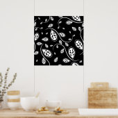 Schwarze und weiße Blätter - Retro-50er Poster (Küche)