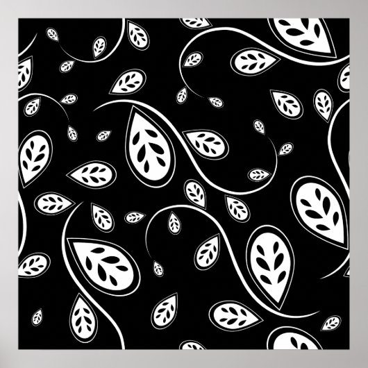 Schwarze und weiße Blätter - Retro-50er Poster (Vorne)