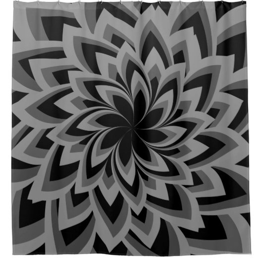 SCHWARZE UND WEISSE BLUME DUSCHVORHANG (Vorderseite)