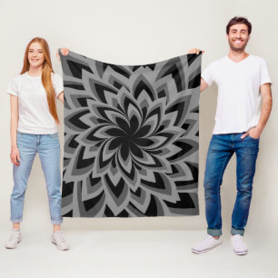 SCHWARZE UND WEISSE BLUME FLEECEDECKE