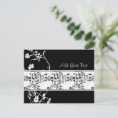 SCHWARZE UND WEISSE BLUME POSTKARTE (Stehend Vorderseite)