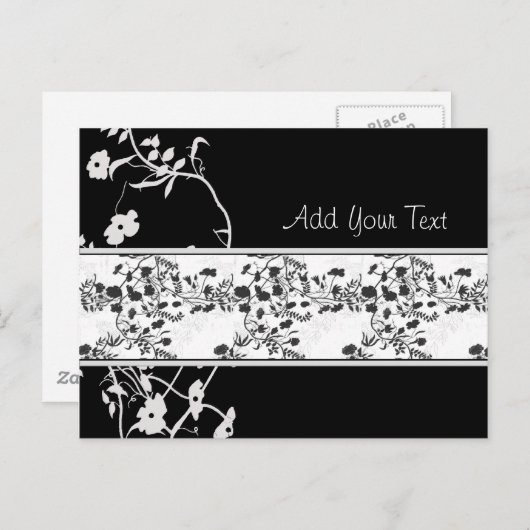 SCHWARZE UND WEISSE BLUME POSTKARTE (Vorne/Hinten)