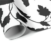 Schwarze und weiße Blumen Party Geschenkpapier (Rolleneckpunkt)