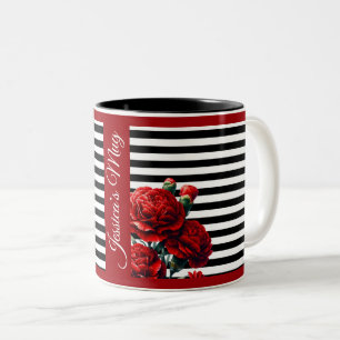 Schwarze und weiße Blumenpracht Zweifarbige Tasse
